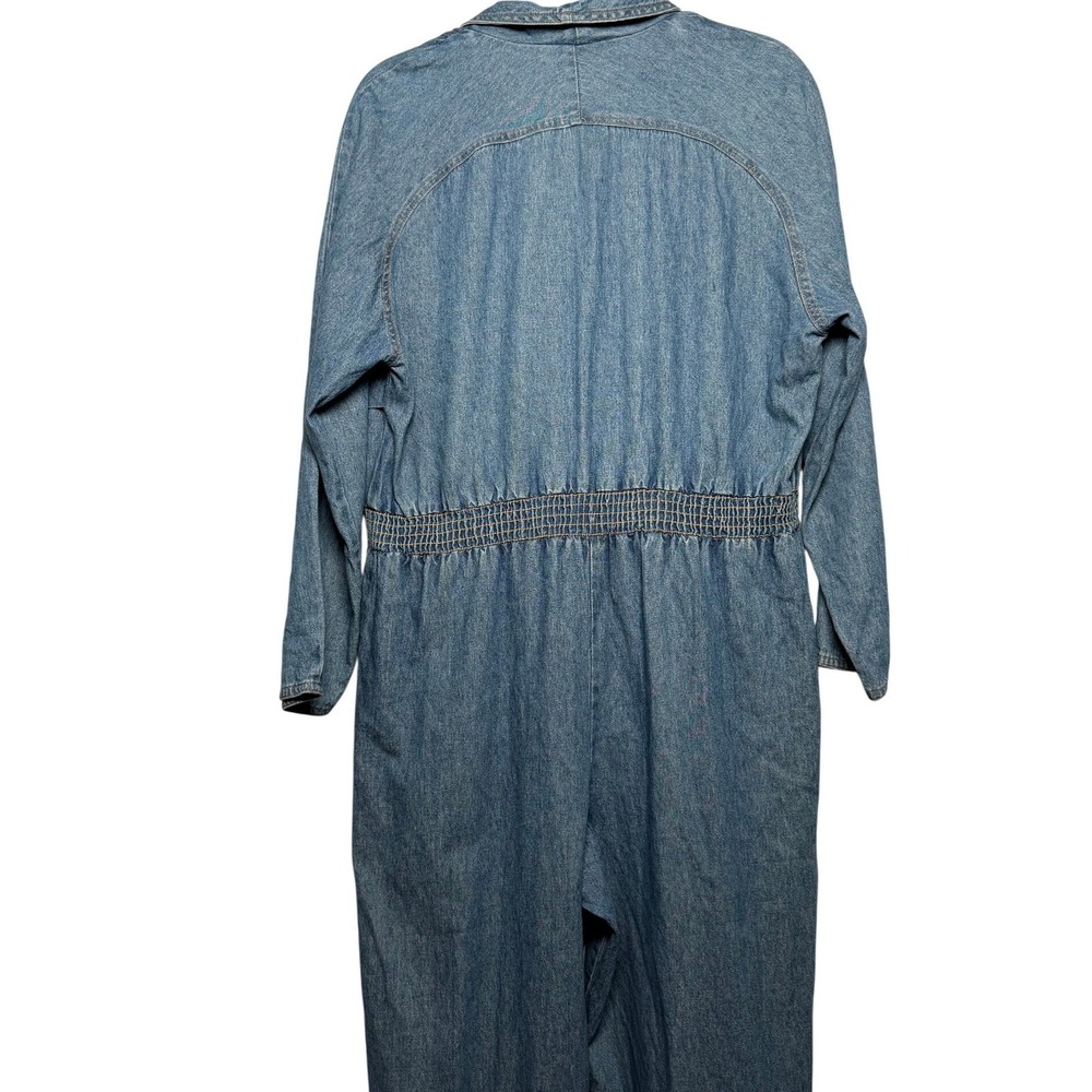 Vintage 80s 70s Party Denim Jumpsuit Women Studded Long Sleeve - Picture 3 of 4